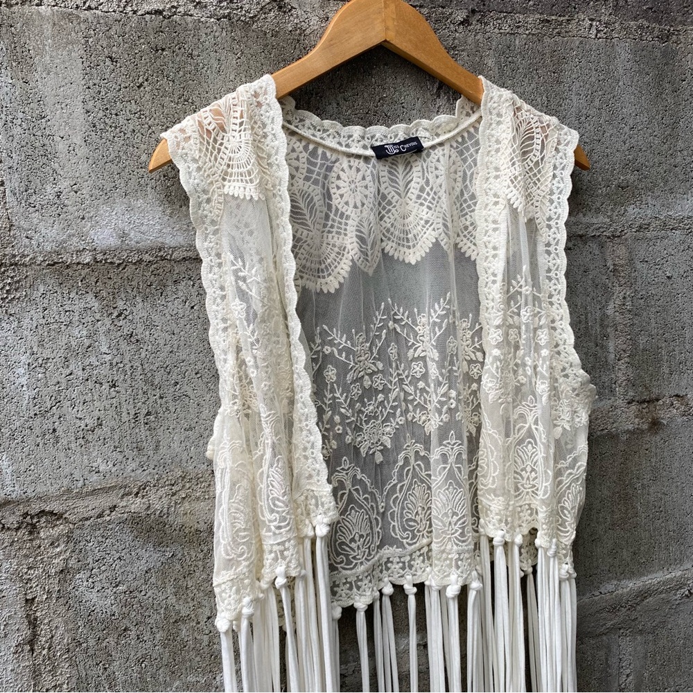 Miss Chievous Ivory Lace Fringe Vest